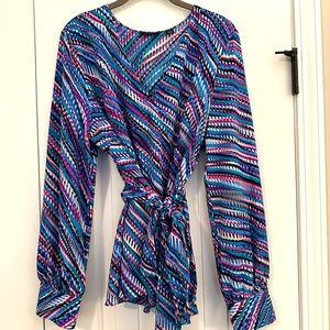 Women’s XL Halogen blue patterned shirt‎